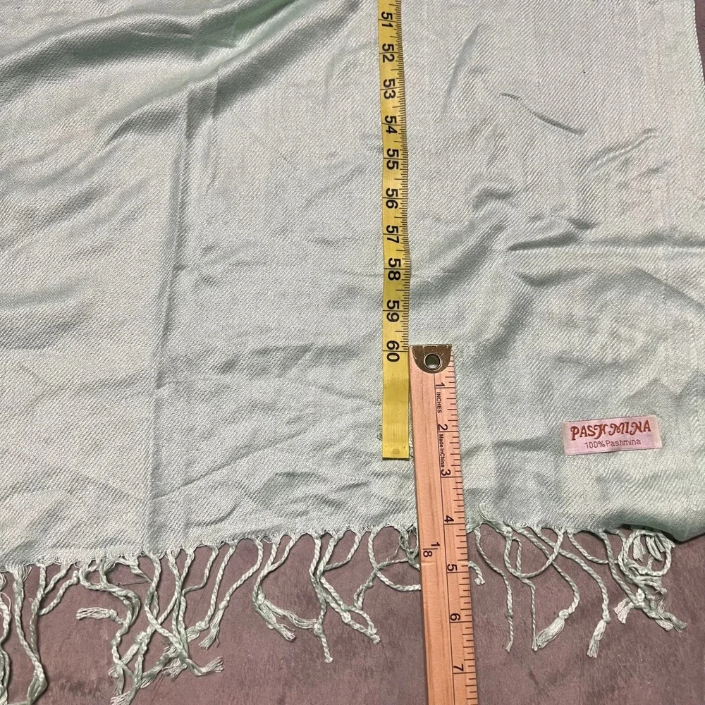 Pashmina Mint Green Scarf Wrap 100% Pashmina Fringed Shawl Lightweight Solid